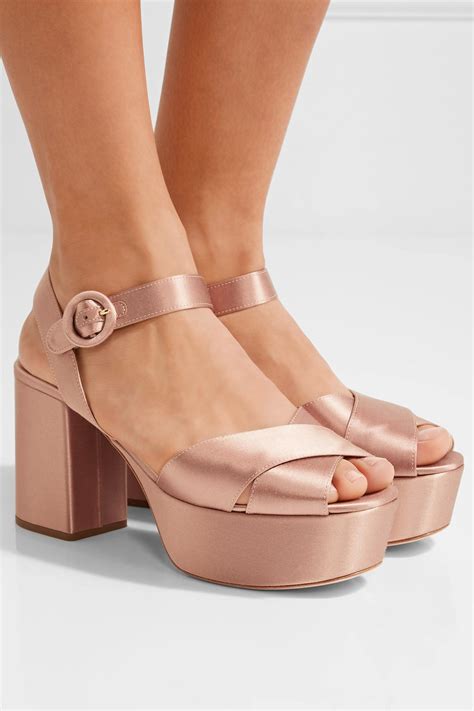 prada pink platform heels|prada satin platform heels.